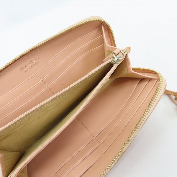 実際に弊社で買取させて頂いたJIMMY CHOO/ジミーチュウ スタースタッズ エナメル ラウンドファスナー長財布の画像 3枚目