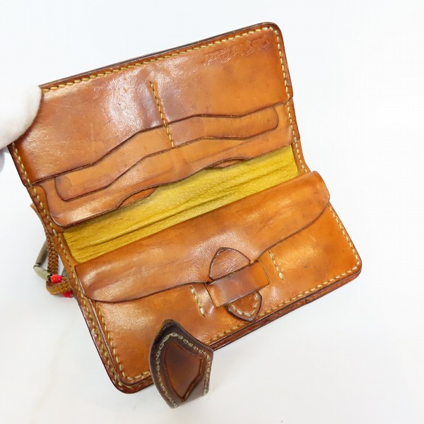 実際に弊社で買取させて頂いたTHE FLAT HEAD/フラットヘッド カスタム 手縫いコードバンロングウォレット レザーコード付きの画像 3枚目