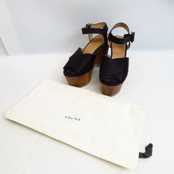 実際に弊社で買取させて頂いたCeline/セリーヌ クロスストラップ ウッドサンダル 37の画像 9枚目