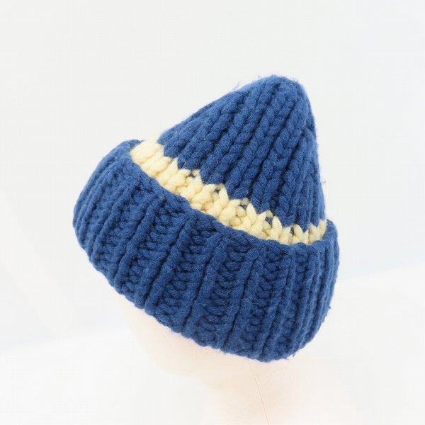 実際に弊社で買取させて頂いたMARC JACOBS/マークジェイコブス ブルー×ホワイト ツートーン ニット帽の画像 2枚目