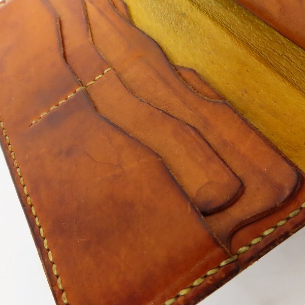 実際に弊社で買取させて頂いたTHE FLAT HEAD/フラットヘッド カスタム 手縫いコードバンロングウォレット レザーコード付きの画像 6枚目