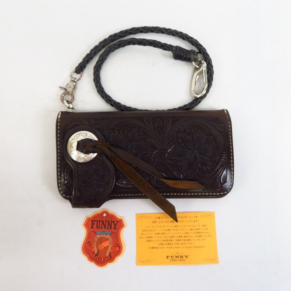 実際に弊社で買取させて頂いたFUNNY/ファニー ウォレットコード付き コンチョ レザー 長財布の画像 9枚目