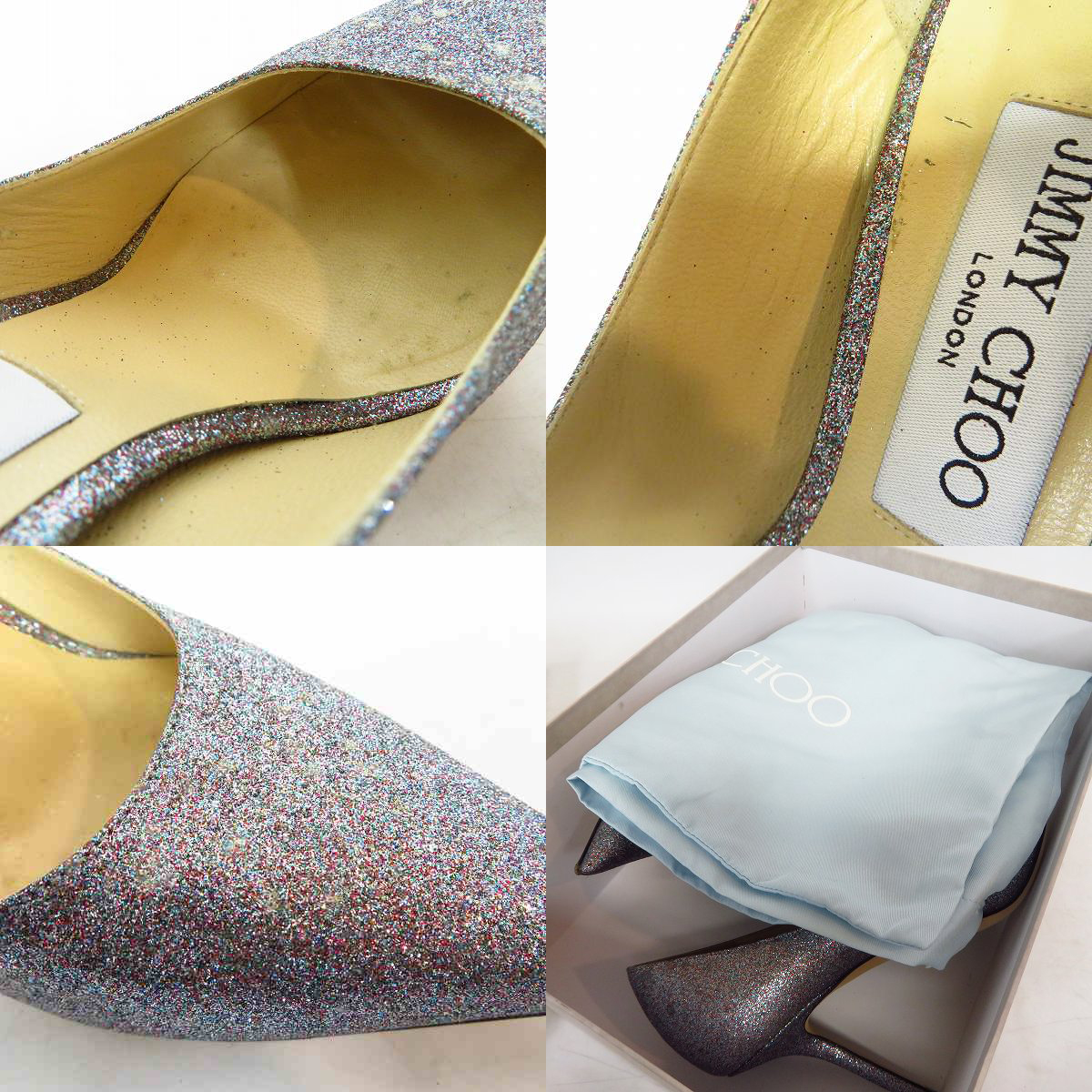 実際に弊社で買取させて頂いたJIMMY CHOO/ジミーチュウ LOVE85 レディース グリッターパンプス size：38の画像 6枚目