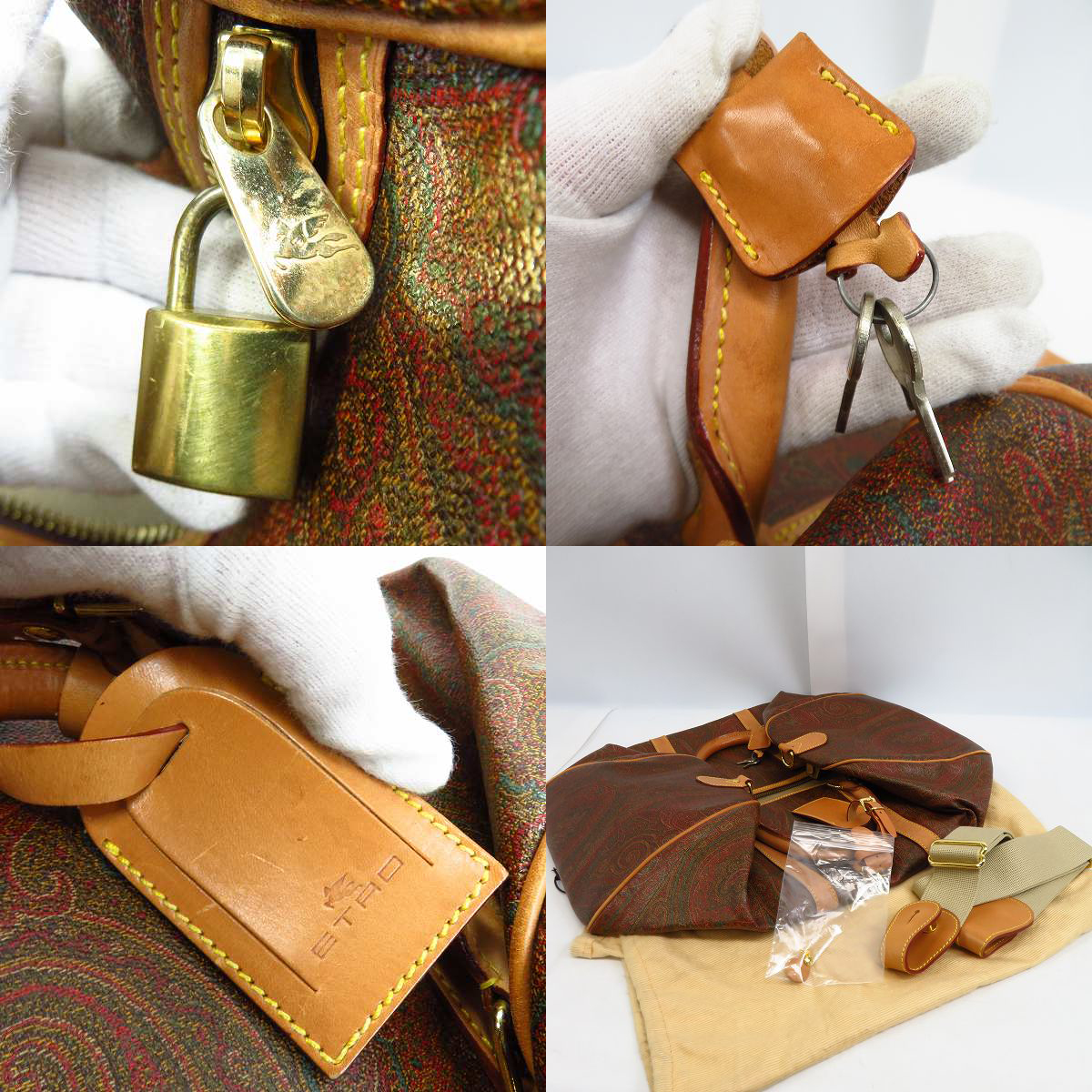 実際に弊社で買取させて頂いたETRO/エトロ ボストンバック ペイズリー柄/レザーハンドルの画像 6枚目