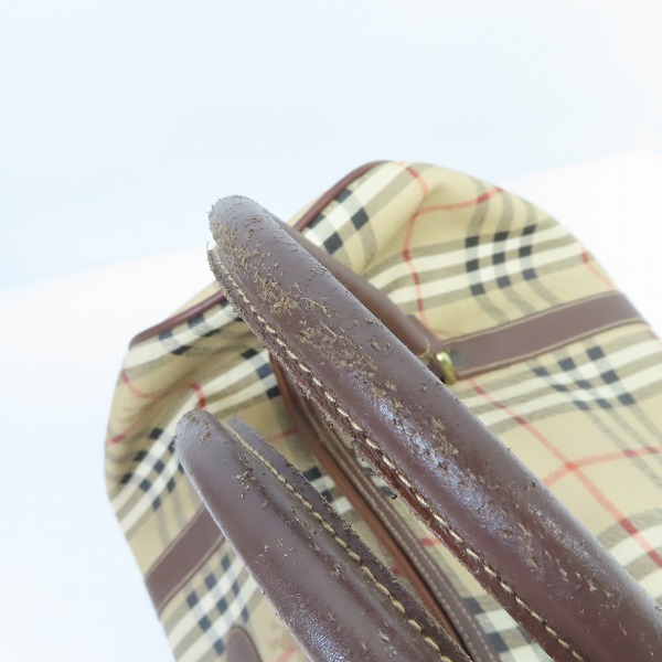 実際に弊社で買取させて頂いたBurberrys/バーバリーズ チェック柄 レザー ボストンバッグの画像 7枚目