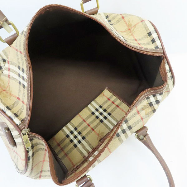 実際に弊社で買取させて頂いたBurberrys/バーバリーズ チェック柄 レザー ボストンバッグの画像 4枚目