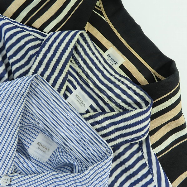 実際に弊社で買取させて頂いたEDIFICE/エディフィス 半袖/長袖 ストライプシャツ/44/48 3点セットの画像 2枚目