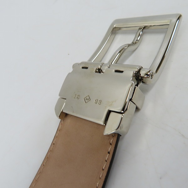 実際に弊社で買取させて頂いたdunhill/ダンヒル レクタングルファセット ピンバックル レザーベルト IM1215 42/107の画像 4枚目