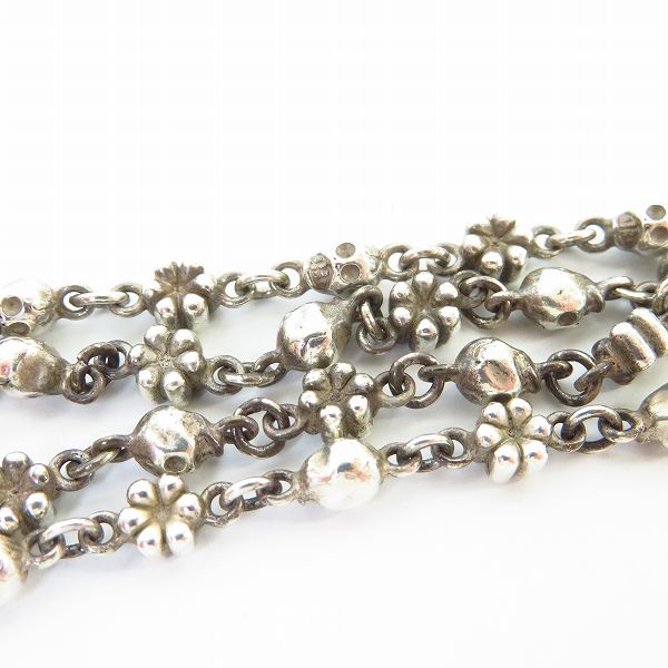 実際に弊社で買取させて頂いたLOREE RODKIN/ローリーロドキン love&hate/ラブアンドヘイト スカル/フラワー モチーフ チェーン ネックレスの画像 3枚目