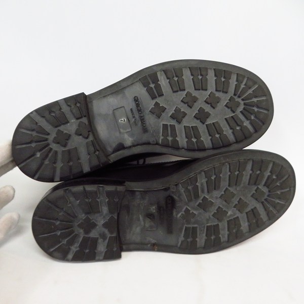 実際に弊社で買取させて頂いたGIORGIO ARMANI/ジョルジオ アルマーニ レザー ショートブーツ ダークブラウン系 X2M107 size：7の画像 2枚目