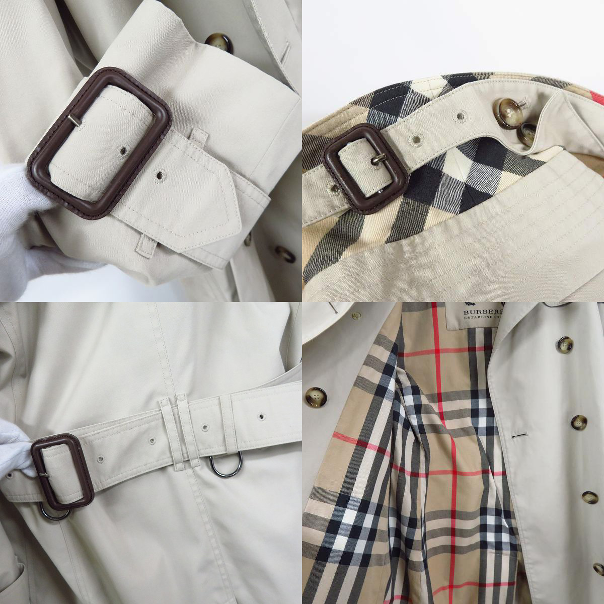 実際に弊社で買取させて頂いたBURBERRY/バーバリー 裏地チェック柄 トレンチコート size：US6の画像 7枚目