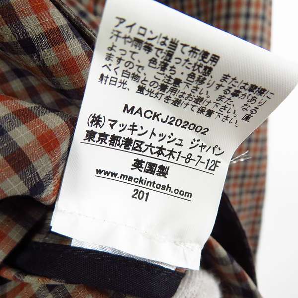 実際に弊社で買取させて頂いたMACKINTOSH LONDON/マッキントッシュ チェック柄 ステンカラーコート size：38の画像 5枚目