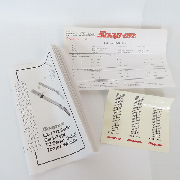 実際に弊社で買取させて頂いたSnap-on/スナップオン 1/2"Newton Meter Torque Wrench／トルクレンチ QD3RN200Aの画像 8枚目