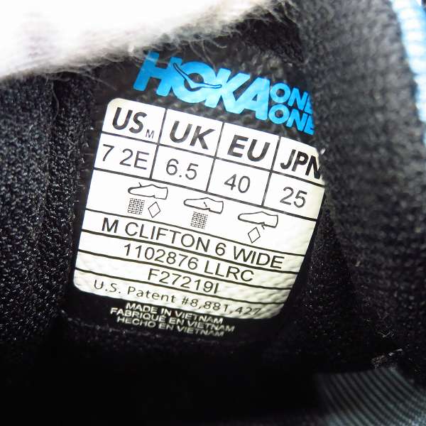 実際に弊社で買取させて頂いたHOKA ONEONE/ホカオネオネ CLIFTON 6 WIDE クリフトン 6 ワイド 1102876 LLRC 25.0cmの画像 5枚目