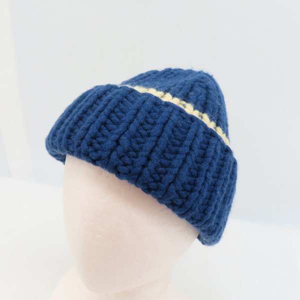 実際に弊社で買取させて頂いたMARC JACOBS/マークジェイコブス ブルー×ホワイト ツートーン ニット帽