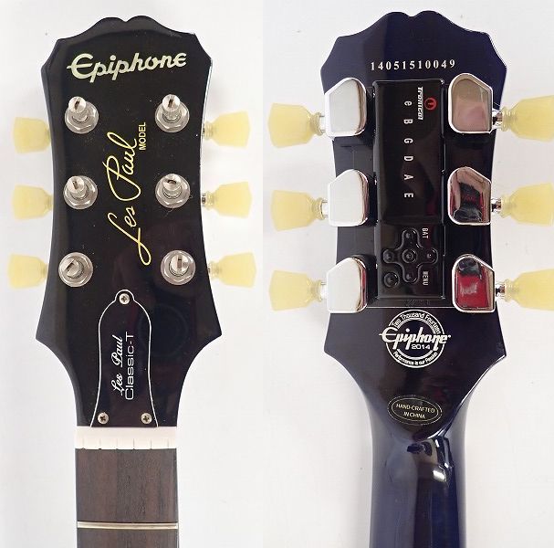 実際に弊社で買取させて頂いた★【弦無し】Epiphone/エピフォン Les Paul CLASSIC-T/レスポール Min-ETune搭載 ギグケース付の画像 2枚目