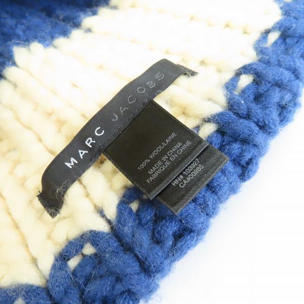 実際に弊社で買取させて頂いたMARC JACOBS/マークジェイコブス ブルー×ホワイト ツートーン ニット帽の画像 4枚目