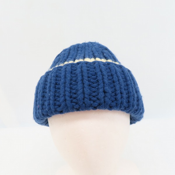 実際に弊社で買取させて頂いたMARC JACOBS/マークジェイコブス ブルー×ホワイト ツートーン ニット帽の画像 1枚目