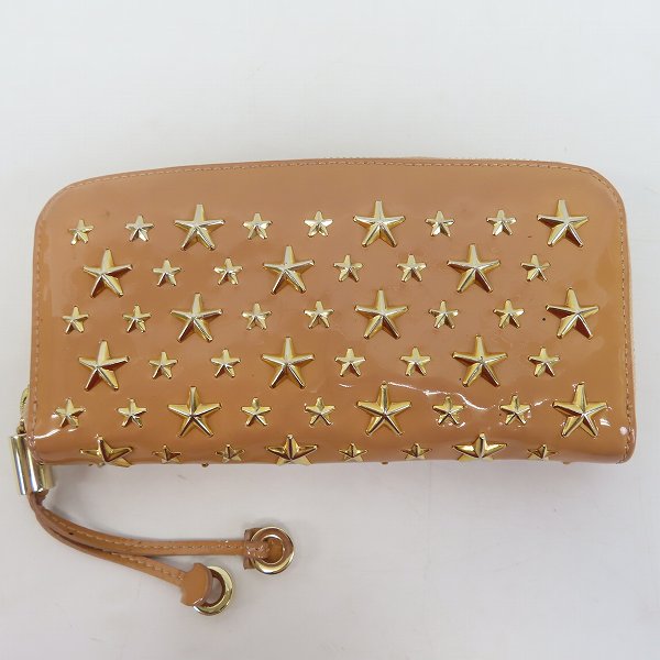 実際に弊社で買取させて頂いたJIMMY CHOO/ジミーチュウ スタースタッズ エナメル ラウンドファスナー長財布