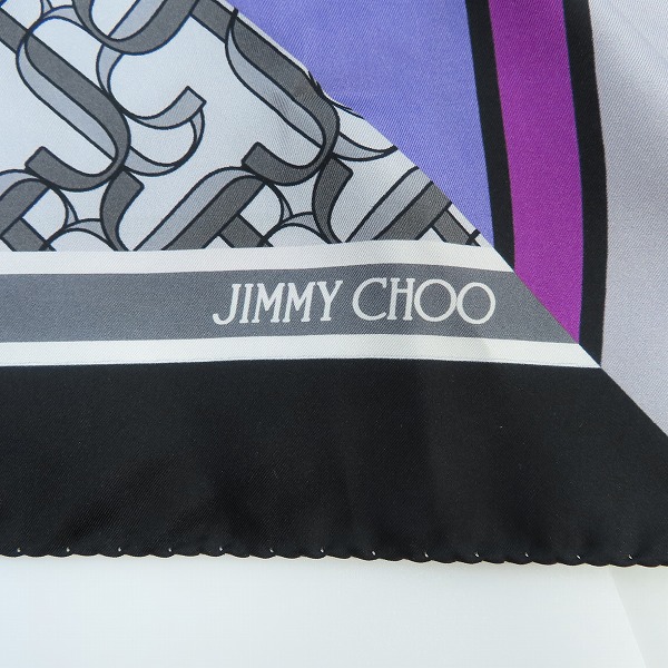 実際に弊社で買取させて頂いたJIMMY CHOO/ジミーチュウ JC総柄 シルクスカーフの画像 2枚目