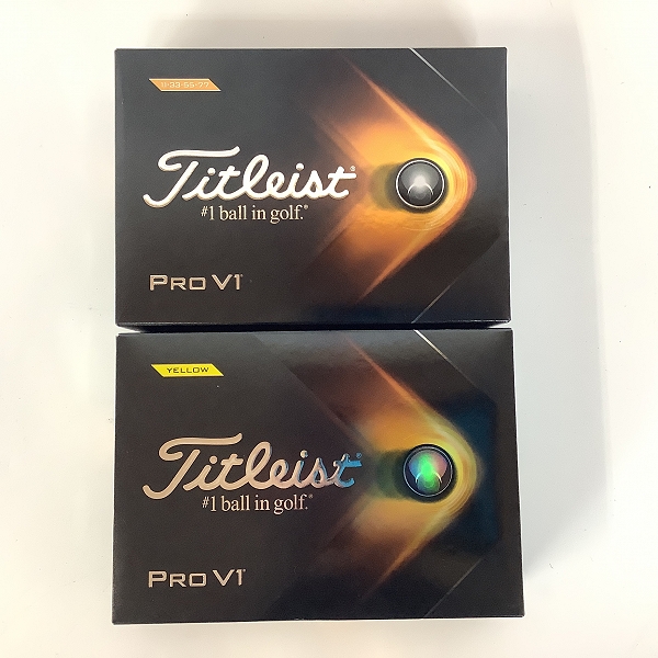 実際に弊社で買取させて頂いた【未使用】Titleist/タイトリスト PRO V1 2021年モデル ゴルフボール 2ダース ホワイト/イエローの画像 3枚目