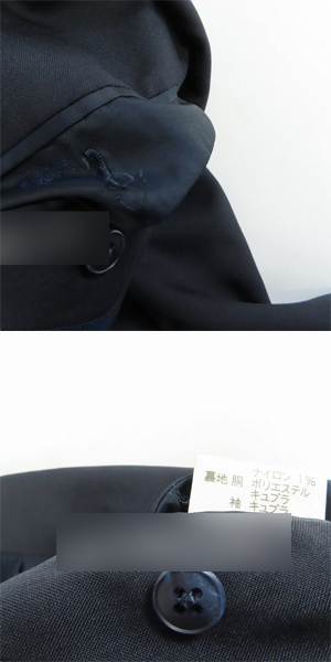 実際に弊社で買取させて頂いたBURBERRYS/バーバリーズ スーツ ダブル ウール ネイビー系 無地 2P AB7/91の画像 4枚目
