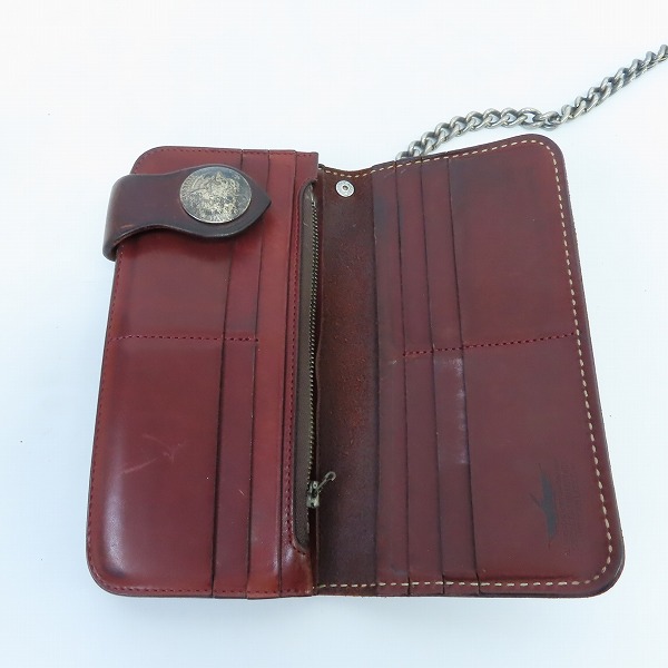 実際に弊社で買取させて頂いたFUNNY/ファニー AMERICAN LATIGO レザー ロングウォレット/長財布 ウォレットチェーン ベルトループ付きの画像 3枚目
