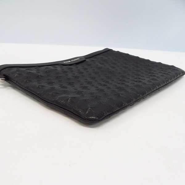 実際に弊社で買取させて頂いたJimmy Choo/ジミーチュウ DEREK スターエンボス グレイニーレザー クラッチバッグ/ブラックの画像 2枚目