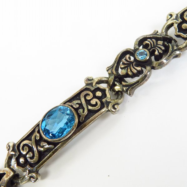 実際に弊社で買取させて頂いた【ギャラ付き】Leathers and Treasures/レザーズ＆トレジャーズ ケルティックヴァイン 3ブルートパーズ ブレスレットの画像 3枚目