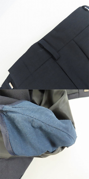 実際に弊社で買取させて頂いたBURBERRYS/バーバリーズ スーツ ダブル ウール ネイビー系 無地 2P AB7/91の画像 8枚目