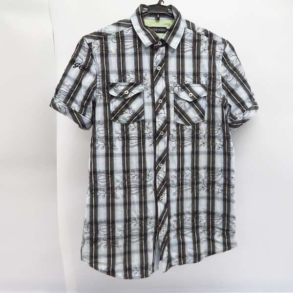 実際に弊社で買取させて頂いたHYDROGEN/ハイドロゲン 花刺繍 ストライプ 半袖シャツ/M