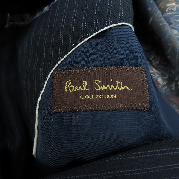 実際に弊社で買取させて頂いたPaul Smith collection/ポールスミスコレクション 裏地総柄 シルク混 ストライプ柄テーラードジャケット Lの画像 2枚目