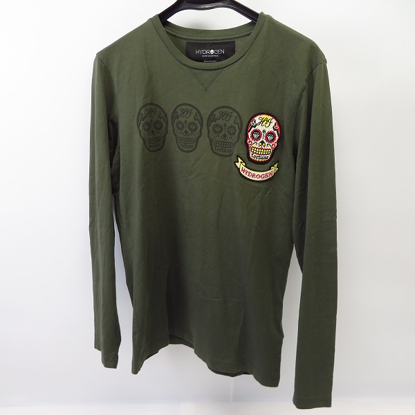 実際に弊社で買取させて頂いたHYDROGEN/ハイドロゲン 長袖Tシャツ スカルプリント ワッペン/L
