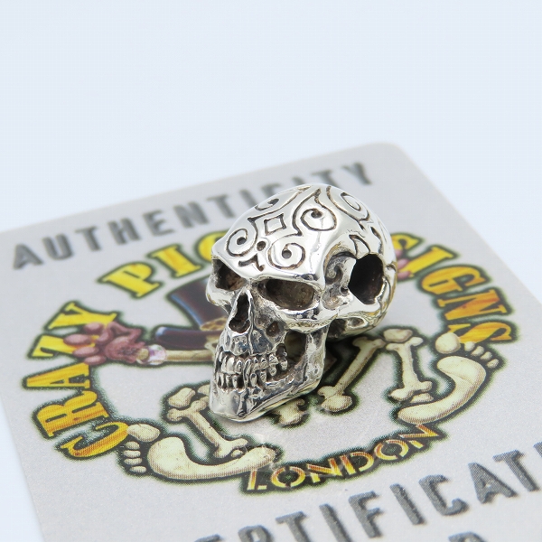 実際に弊社で買取させて頂いた【ギャラ付】CRAZY PIG DESIGNS/クレイジーピッグ ENGRAVED SKULL/エングレーブドスカルペンダント #222