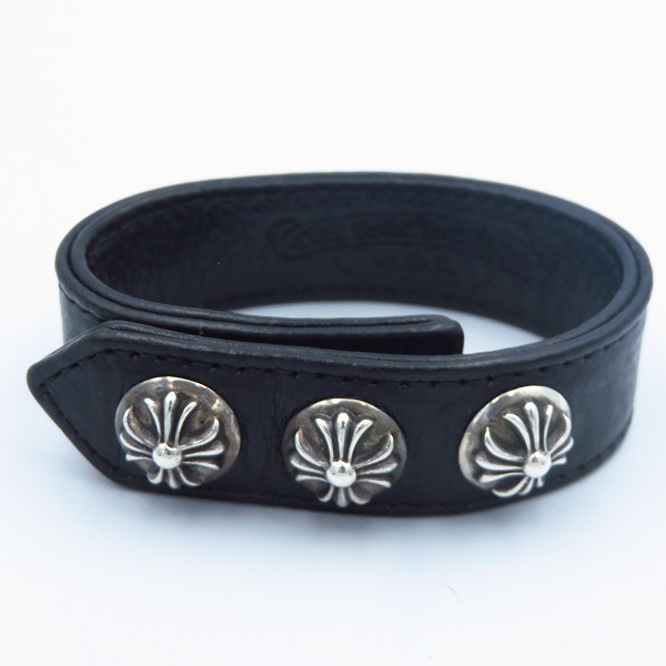 CHROME HEARTS/クロムハーツ 3ボタン2スナップ レザー ブレスレット 