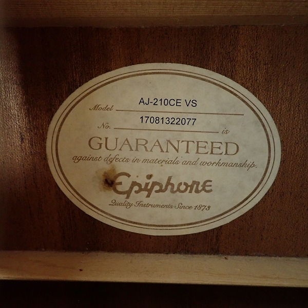 実際に弊社で買取させて頂いた★Epiphone/エピフォン AJ-210CE VS エレアコ/アコースティックギター ハードケース付の画像 4枚目