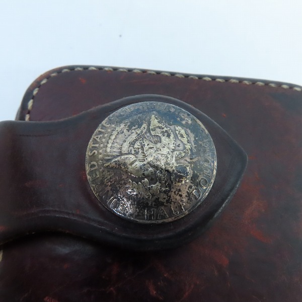 実際に弊社で買取させて頂いたFUNNY/ファニー AMERICAN LATIGO レザー ロングウォレット/長財布 ウォレットチェーン ベルトループ付きの画像 6枚目