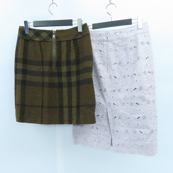 実際に弊社で買取させて頂いたBurberry London/バーバリー ロンドン チェック/フラワー タイトスカート Size：38 2点セットの画像 1枚目