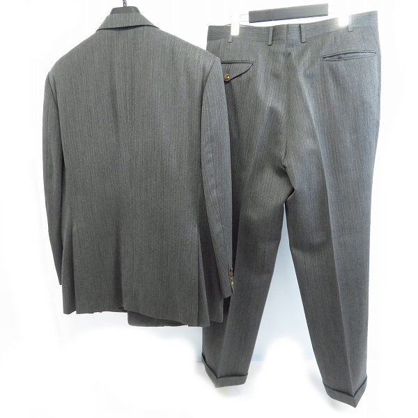 実際に弊社で買取させて頂いたBURBERRYS/バーバリーズ ウール シャドーストライプ 2P ダブル スーツ グレー AB7の画像 1枚目