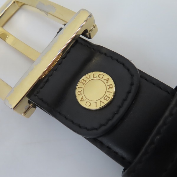 実際に弊社で買取させて頂いたBVLGARI/ブルガリ レザーベルト ブラック× ゴールド金具 の画像 5枚目