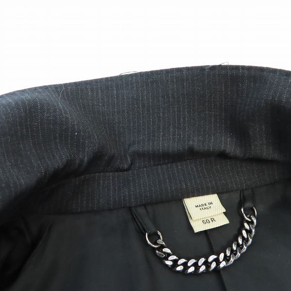 実際に弊社で買取させて頂いたBURBERRY LONDON/バーバリーロンドン イタリア製/裏地ロゴ総柄 ウールテーラードジャケット ストライプ柄 50Rの画像 6枚目