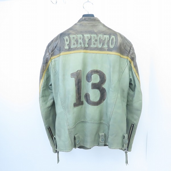 実際に弊社で買取させて頂いたSCHOTT/ショット レザーパッチライダースジャケット 3171013/Lの画像 1枚目