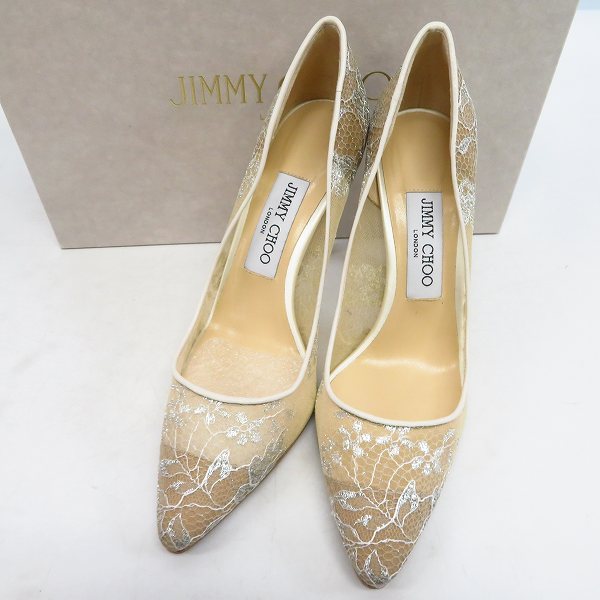 実際に弊社で買取させて頂いたJIMMY CHOO/ジミーチュウ ROMY100 フローラルレース ポインテッド トゥ パンプス/36.5