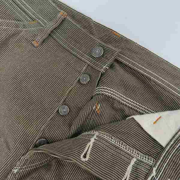 実際に弊社で買取させて頂いたTHE FLAT HEAD/フラットヘッド ピンヒッコリーペインターパンツ PN-04W 34の画像 5枚目