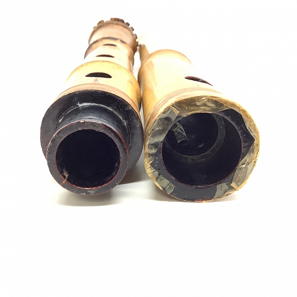 実際に弊社で買取させて頂いた尺八 在銘 詳細不明 二つ印 琴古流 藤巻 全長67.2cm 和楽器の画像 7枚目