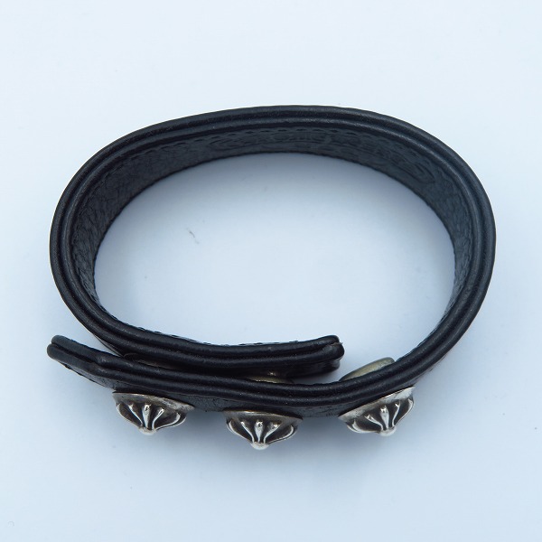 CHROME HEARTS/クロムハーツ 3ボタン2スナップ レザー ブレスレット