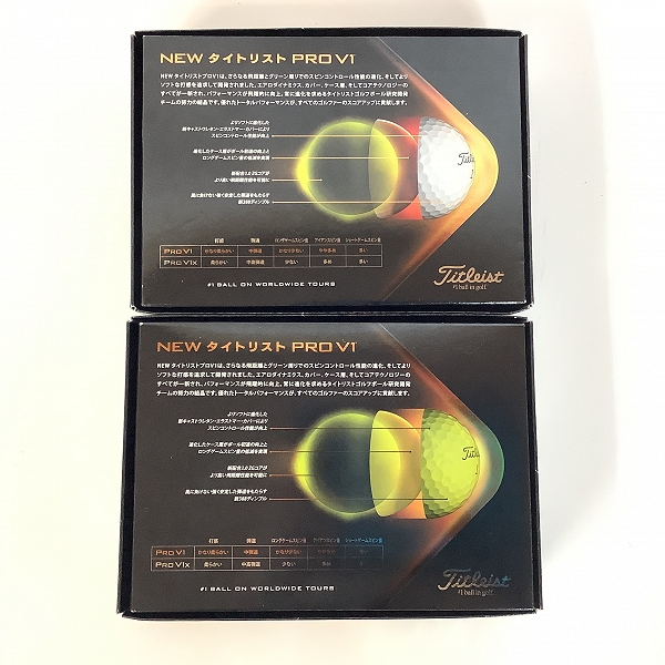 実際に弊社で買取させて頂いた【未使用】Titleist/タイトリスト PRO V1 2021年モデル ゴルフボール 2ダース ホワイト/イエローの画像 4枚目