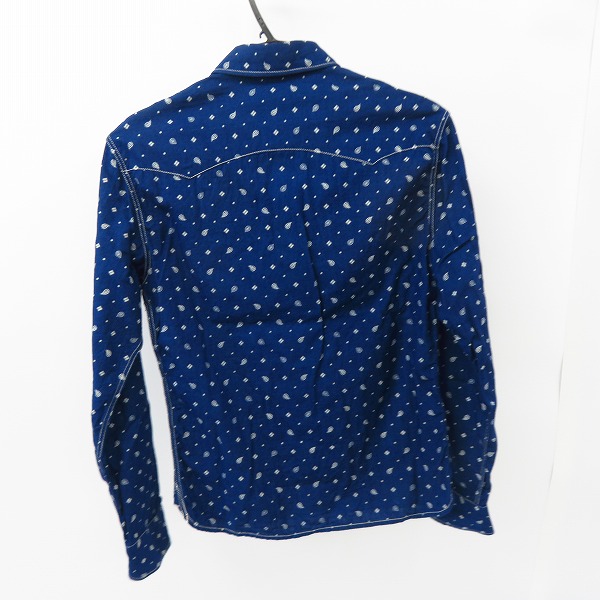 実際に弊社で買取させて頂いたTHE FLAT HEAD/フラットヘッド L/S 長袖 ペイズリー柄 シャツ ブルー/青 Size：36の画像 1枚目