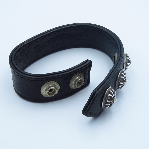 CHROME HEARTS/クロムハーツ 3ボタン2スナップ レザー ブレスレット