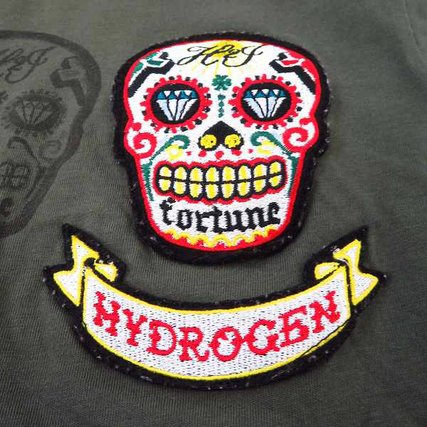 実際に弊社で買取させて頂いたHYDROGEN/ハイドロゲン 長袖Tシャツ スカルプリント ワッペン/Lの画像 6枚目